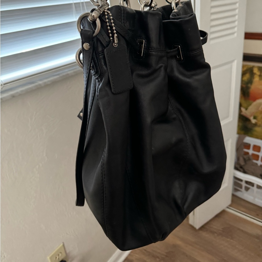 Black real leather coach bag